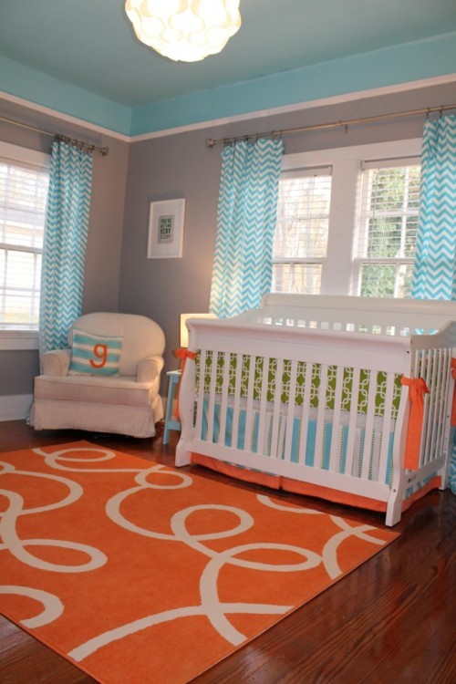Habitacion De Bebe Turquesa Naranja Y Gris Dormitorios Con Estilo