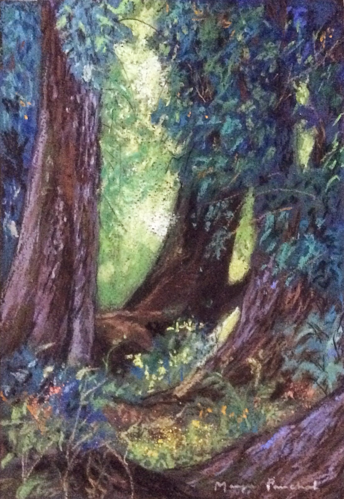 Paintings and Drawings by Manju Panchal: Painting trees in soft pastels