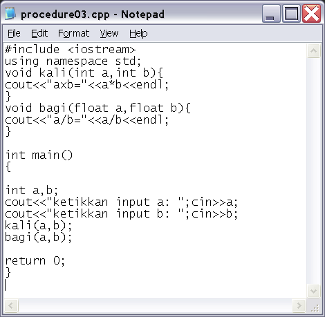 Mengenal VOID Sebagai Procedure Pada C++ . Part 2 - Niguru Indonesia