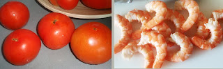 ingredientes para los tomates rellenos de marisco