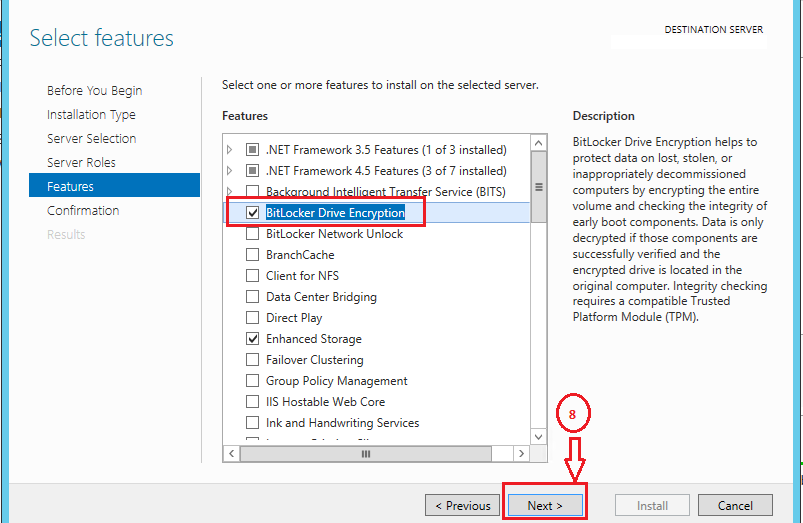 Techies Sphere Enabling BitLocker on MS Windows Server 2012 or 2012 R2.