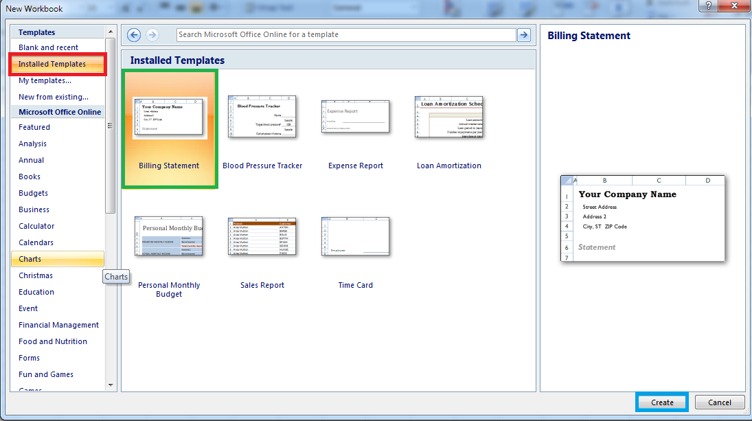 7. How to use Templates Excel 2007 My Computer Guide