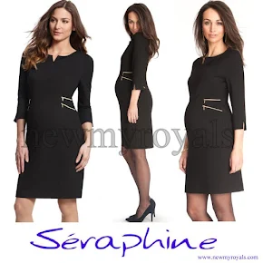 Crown Princess Victoria wore a new Seraphine Black Zip Detail Maternity Dress