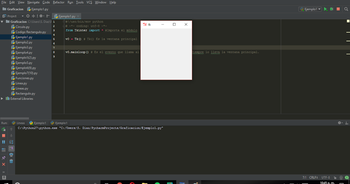 Programas en Python (PyCharm).