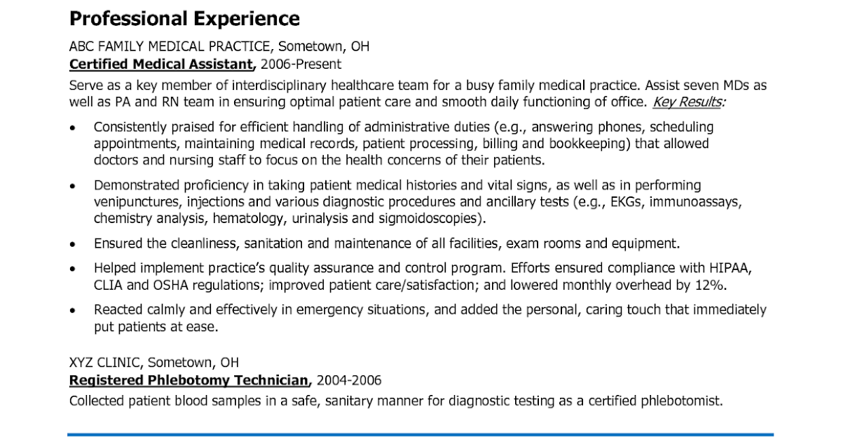 resume templates for medical assistants