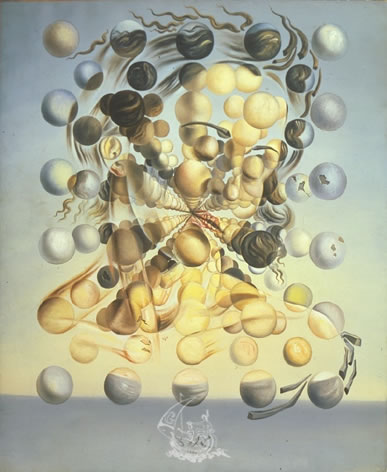 Imagen de mujer de lado formada por numerosas bolas con distintos colores.