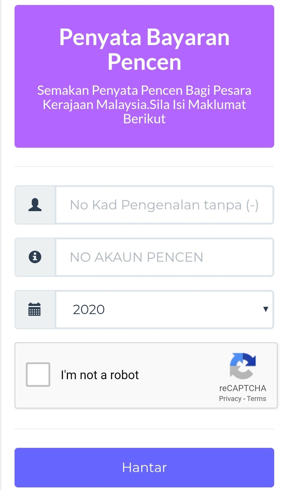 Semakan Status Persaraan Pilihan