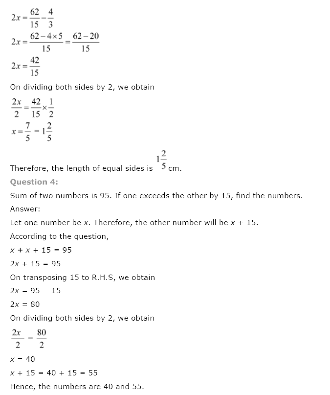 NCERT Solutions for Class 8 Maths Chapter 2 Linear Equations in One Variable