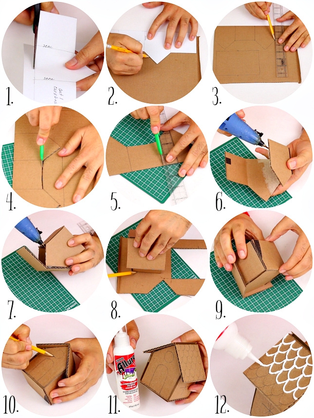 Mark Montano Cardboard Gingerbread House Ornaments