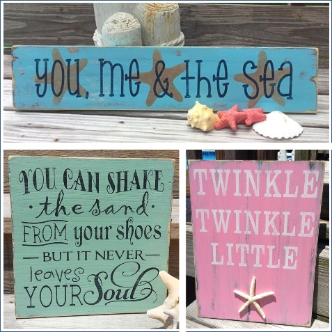 Bold Wood Beach Quote Painted Signs