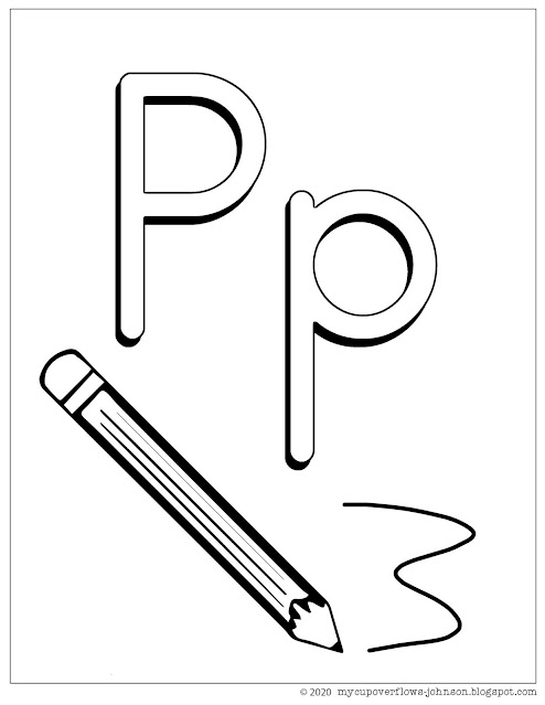 P is for pencil coloring page