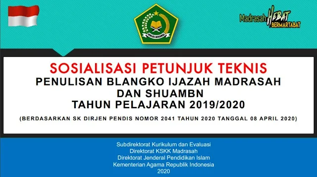 Penulisan Blangko Ijazah Madrasah Dan SHUAMBNTahun Pelajaran 2019/2020