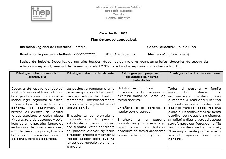 Plan de Apoyo Conductual