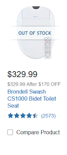 Out of Stock Bidet Brondell Swash CS1000 toilet seat coronavirus
