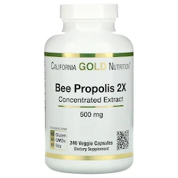 California Gold Nutrition, прополис 2X, концентрированный экстракт, 500 мг, 240 растительных капсул