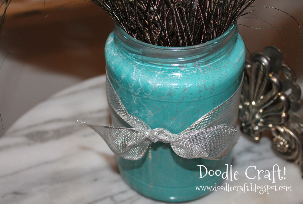 Crackle Paint Upcycled Glass Jars!