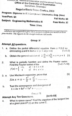 Engineering Mathematics III - 3rd Semester Questions Papers CTEVT ...