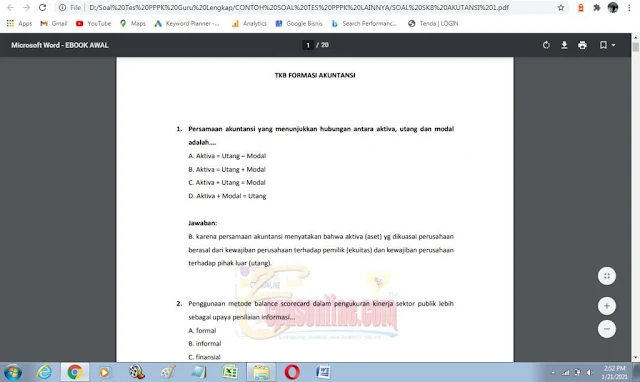 Contoh soal tes P3K akuntansi dan Kunci Jawaban