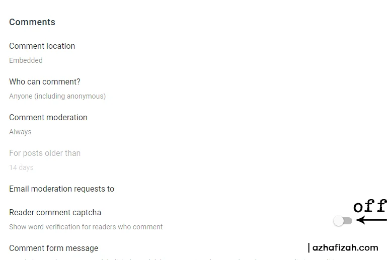 disable comment captcha