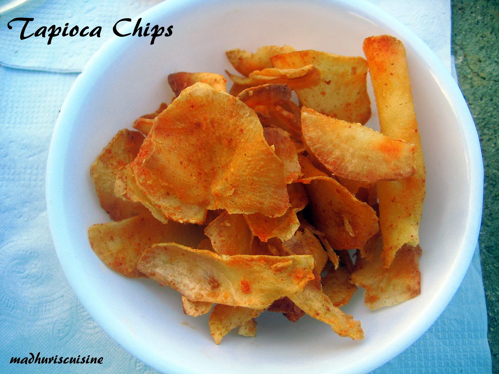 madhuri's kitchen Tapioca Chips / Karra Pendalam Chips / cassava chips