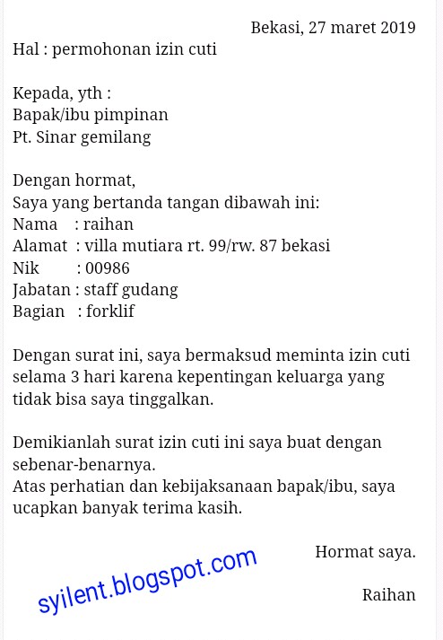 Hand Selected Contoh Surat Izin Tidak Masuk Kerja Dari Rt