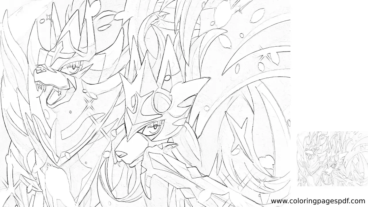 Coloring Page Of Zacian With Both Forms