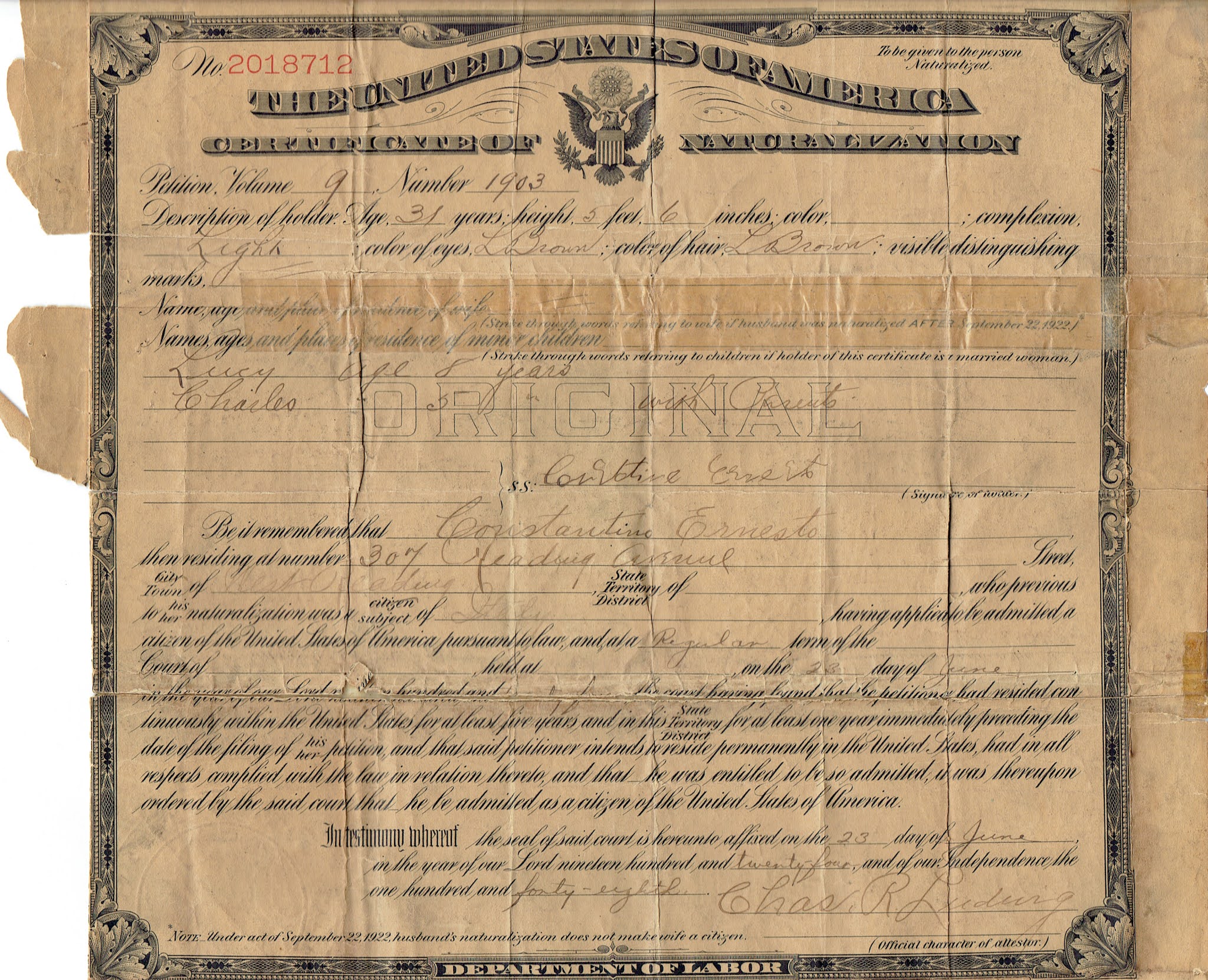 Senator Samuel Chapman'S 1941:  Newly Discovered Documents - q92fhw9