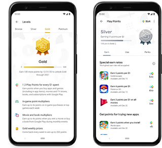 جوجل بلاي تطلق Play Points لربح النقاط مقابل تحميل التطبيقات المستويات في نظام النقاط Play Points