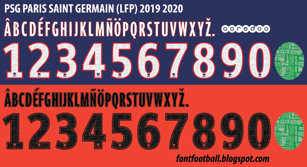 FONT FOOTBALL Font Vector PSG LFP 2019 2020 kit