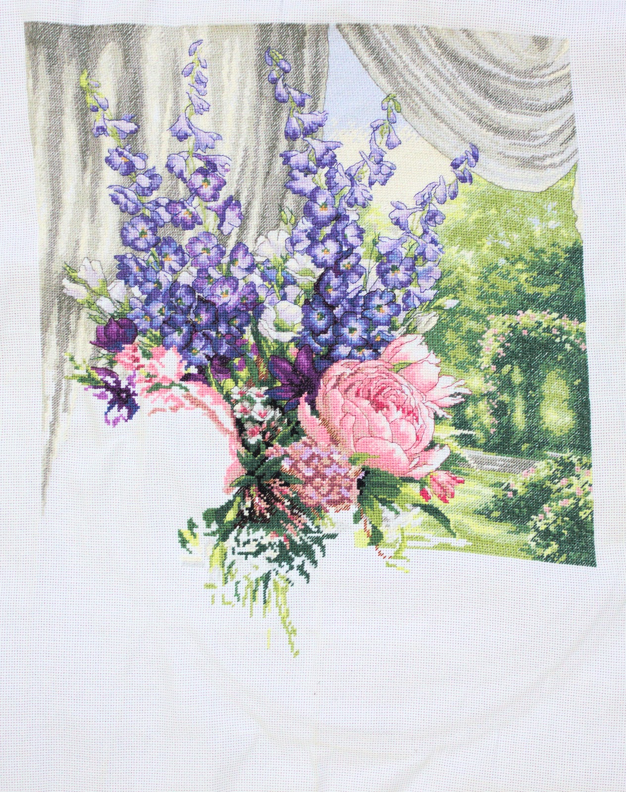 Peonies and Delphiniums Cross Stitch Project