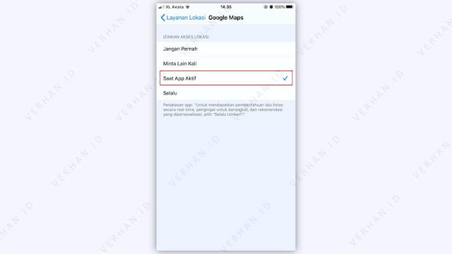 layanan lokasi iphone aktif saat digunakan