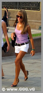 Girl in white shorts on the street