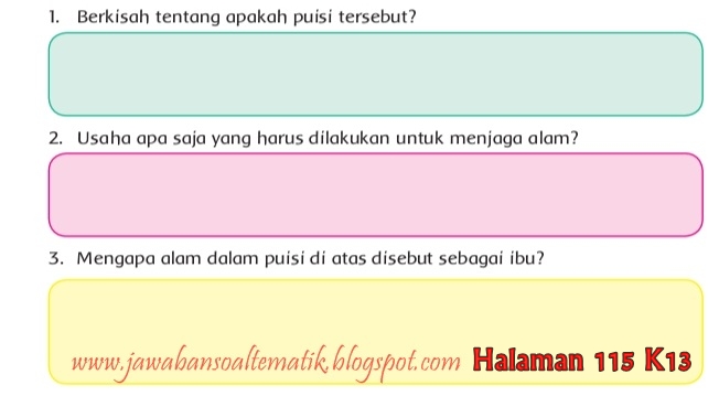 Kunci Jawaban Buku Siswa Kelas 4 Tema 6 Halaman 114 115 117 118 Jawaban Soal Tematik