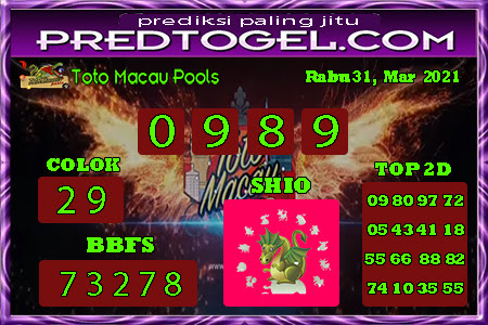 Pred Macau Rabu 31 Maret 2021 Pred Togel Toto Macau Terampuh