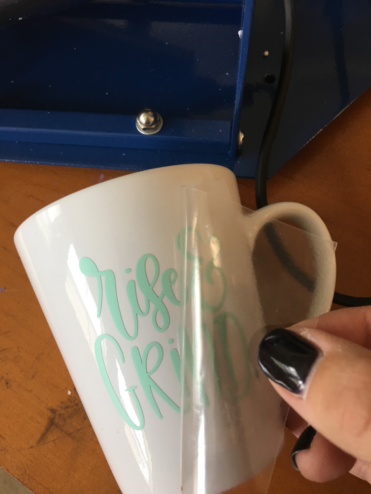 DIY 5 minute decal transfer on a coffee mug