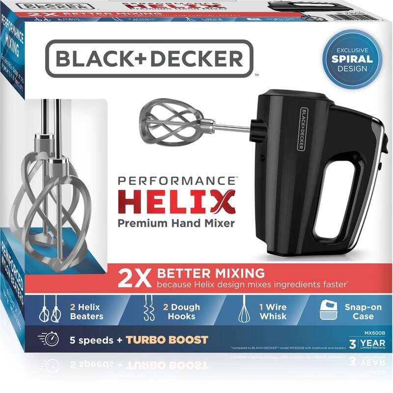 Review ﻿Black + Decker Helix Performance™ Premium 5 Speed Hand Mixer