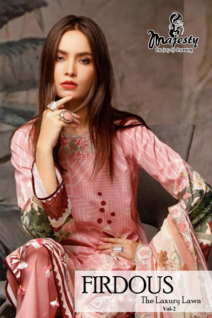 Majesty firdous vol 2 the luxury lawn pakistani Suits catalog wholesaler