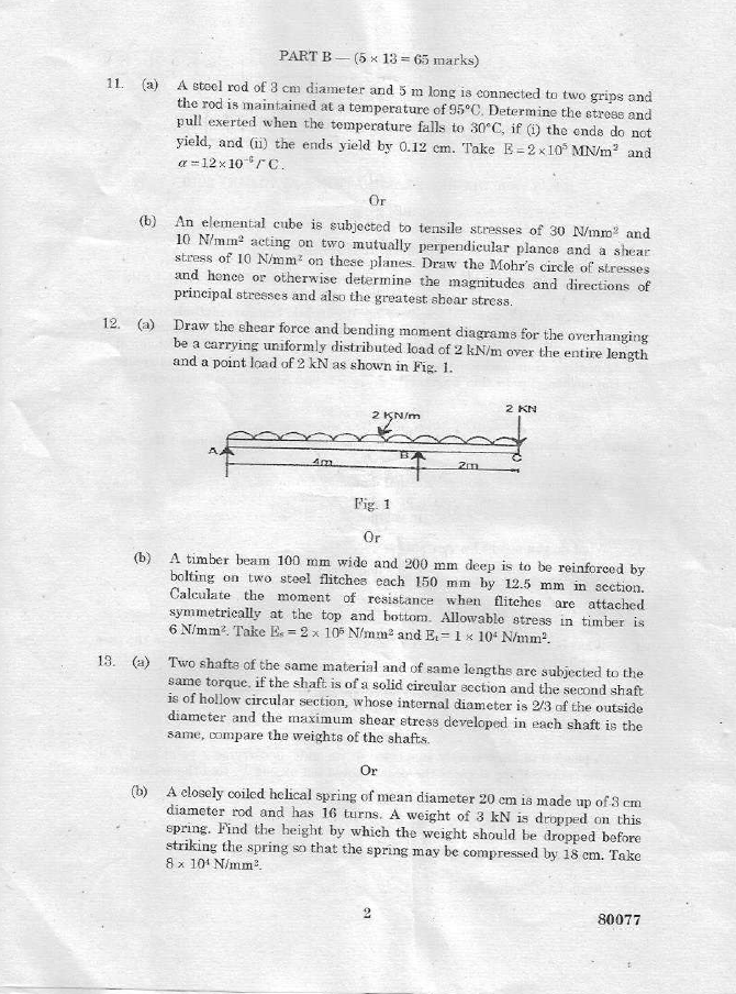 Anna University CE 8395 — STRENGTH OF MATERIALS FOR MECHANICAL