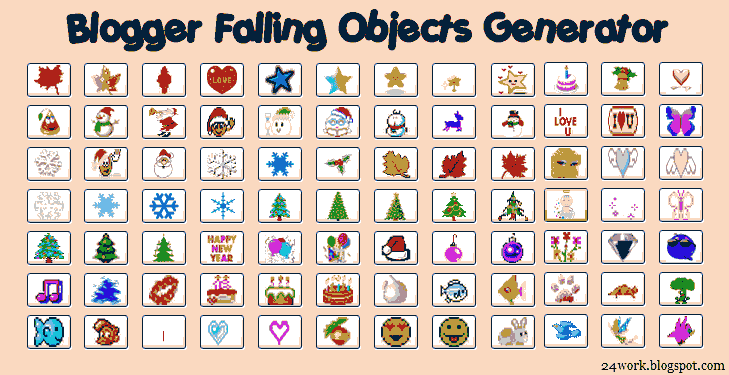 Falling Objects / Falling Text / Marquee Scrolling Text Generator for Blogger