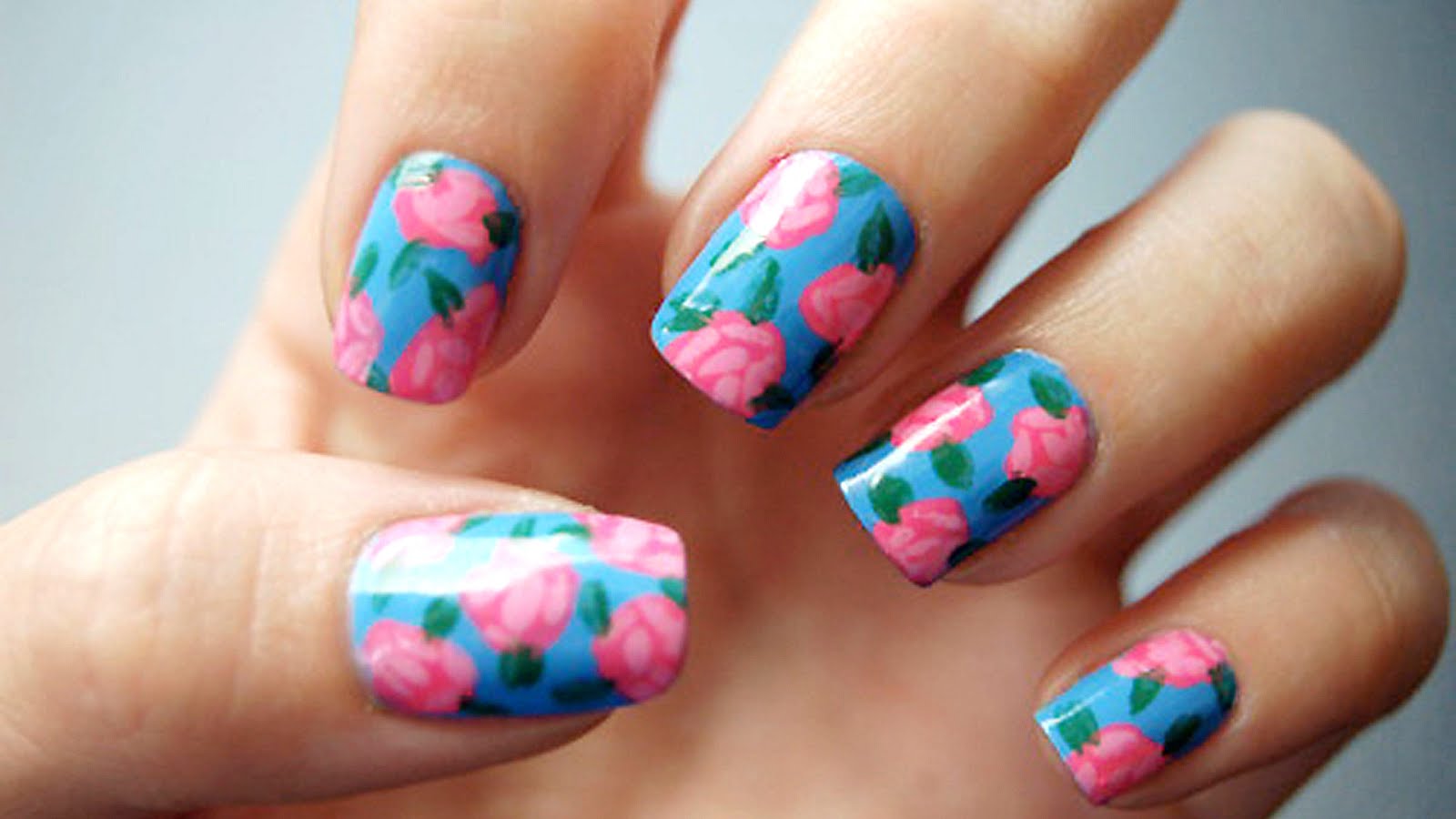 Pink And Blue Nail Art - Blue Choices