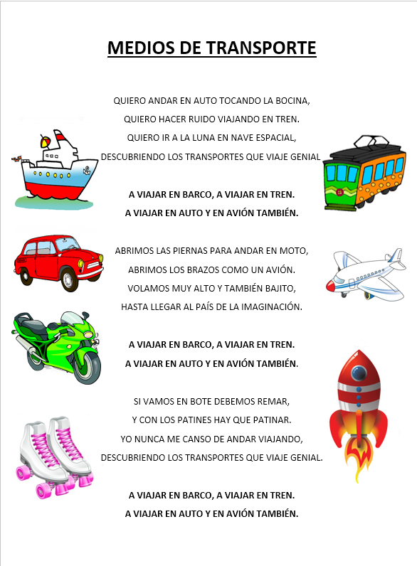 CANTORES INFANTILES LOS MEDIOS DE TRANSPORTE