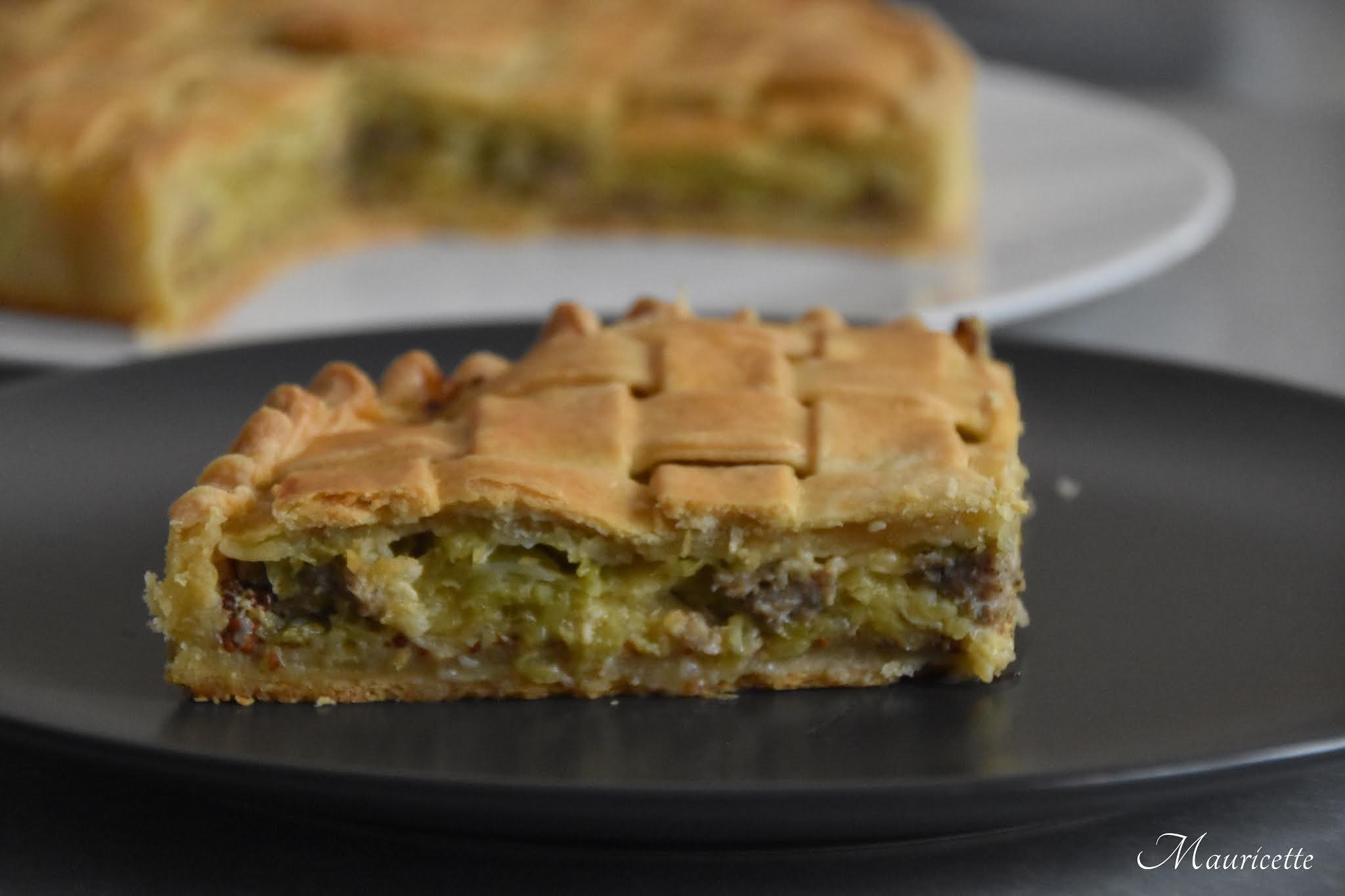 Tourte de chou vert & chair a saucisse