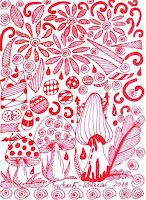 Zentangle Red Mushrooms