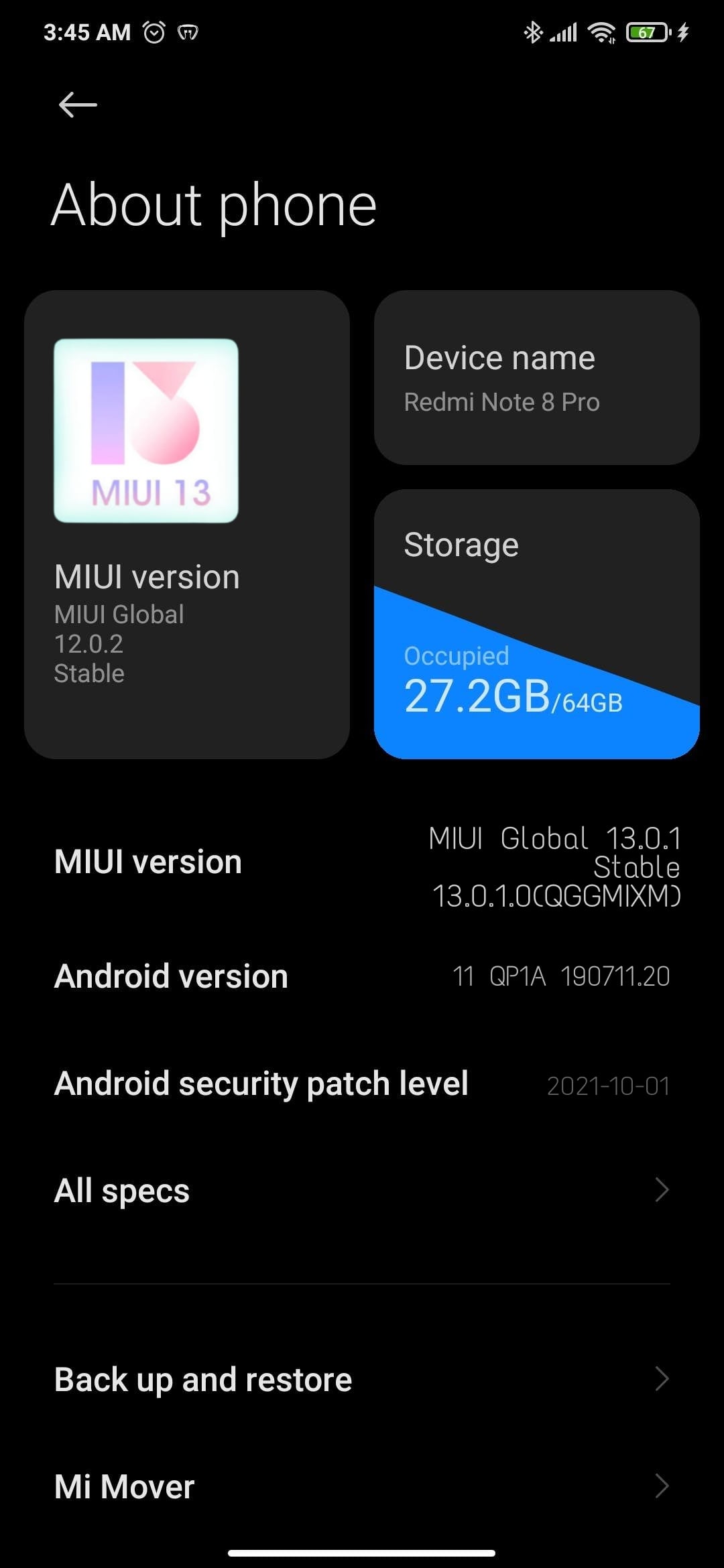 MIUI 13 Redmi Note 8 Pro