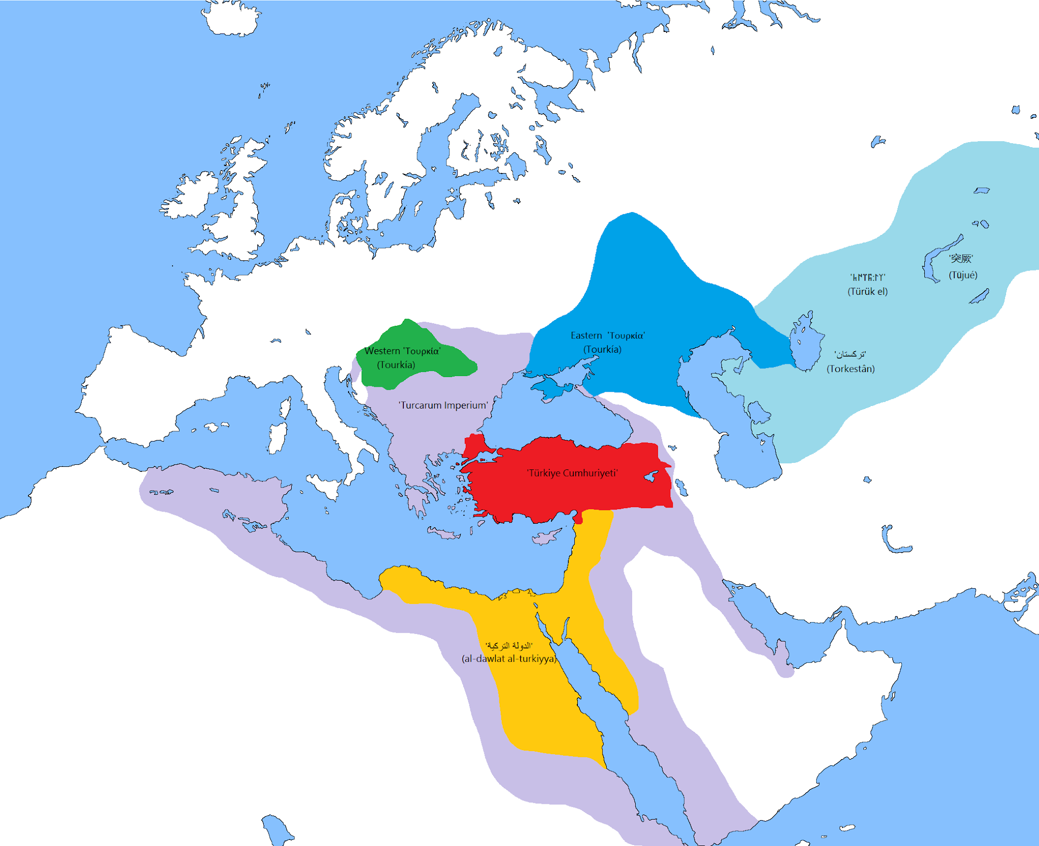 Bilge Tonyukuk Enstitüsü Map shows which areas the term 'land of Turks