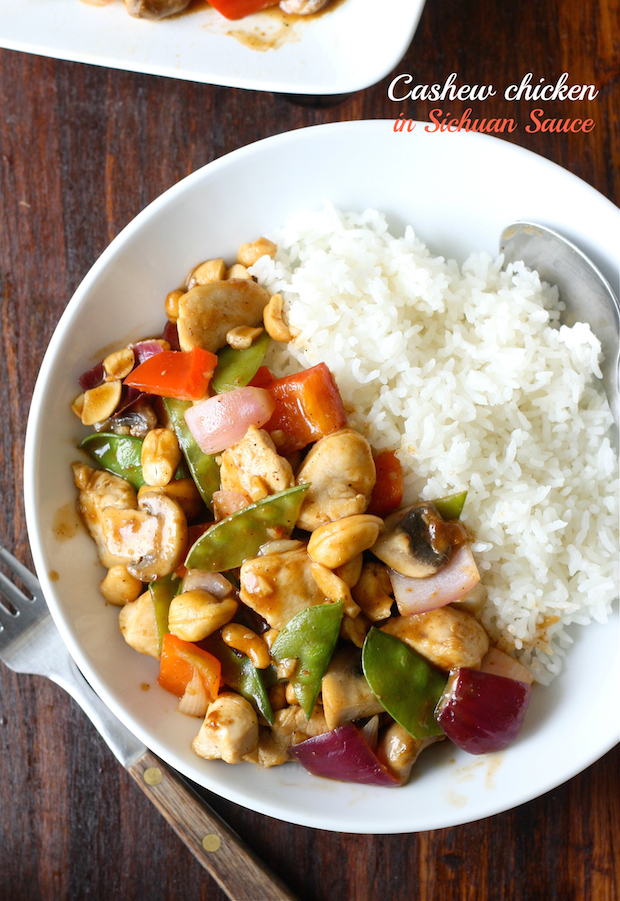 Cashew Chicken in Sichuan Sauce recipe by SeasonWithSpice.com