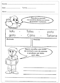 Descubra e escreva nos quadros os nomes de animais e pessoas