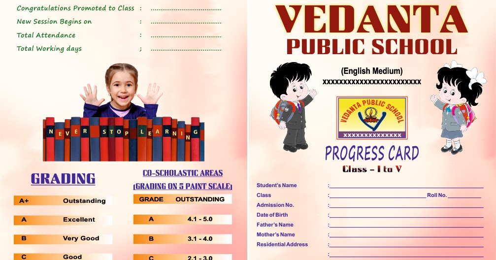 School Report Card - Graphic Design, CDR File, Calligraphy and Clip Arts