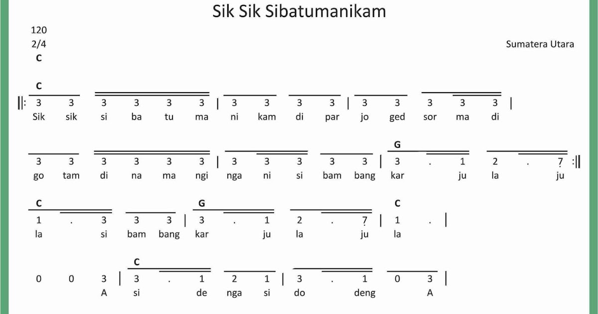 Lirik Lagu Daerah Sik Sik Sibatumanikam