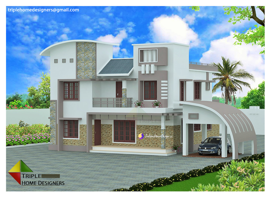 2705 sqft modern curve roof kerala home designtriple home 2705 sqft modern curve roof kerala home designtriple home